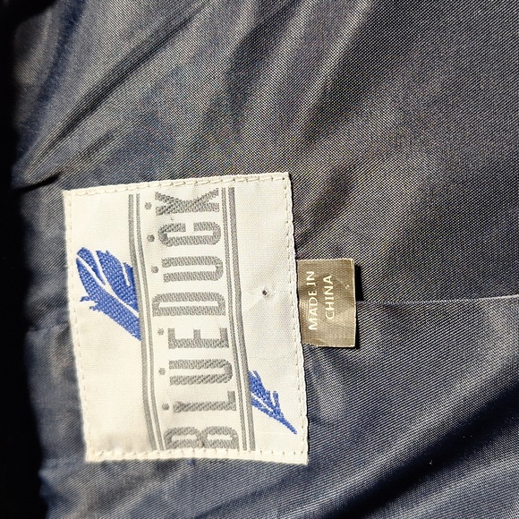 Blue Duck Large down blue 3/4 length coat with fox and rabbit fur. - Picture 8 of 9